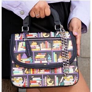 NWOT Disney Loungefly Villains Bookshelf Libray Book Foldover Satchel